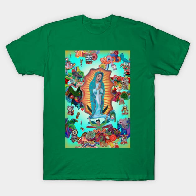 Virgin of Guadalupe and graffitis T-Shirt by diegomanuel